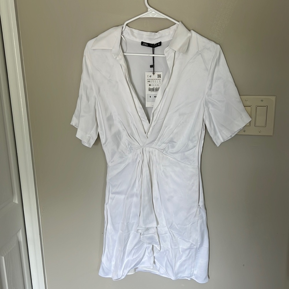 Zara white silk dress